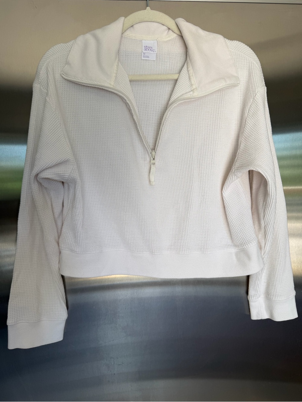 stars above Cream Waffle-Knit Half Zip Pullover
